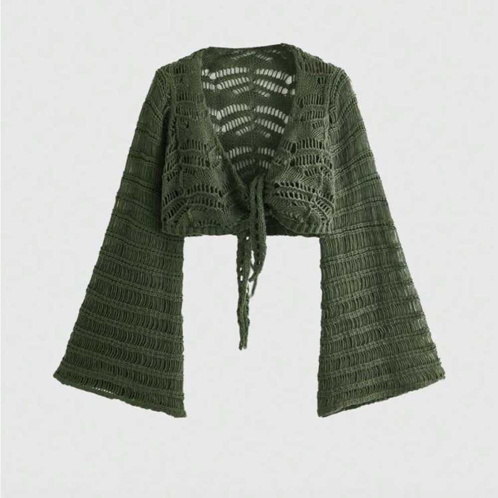 Women’s L Dark Green Tie Sweater